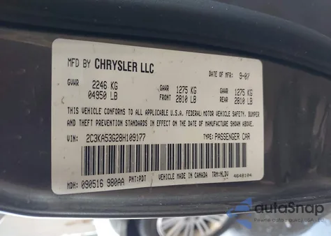 2008 Chrysler 300 Touring from USA, damaged, VIN 2C3KA53G28H109177
